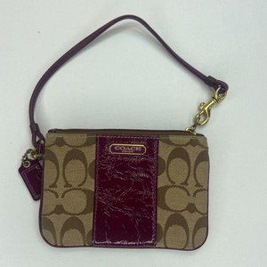 Coach Wristlet Tan and Burgundy